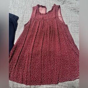 Red polka dot dress tank.